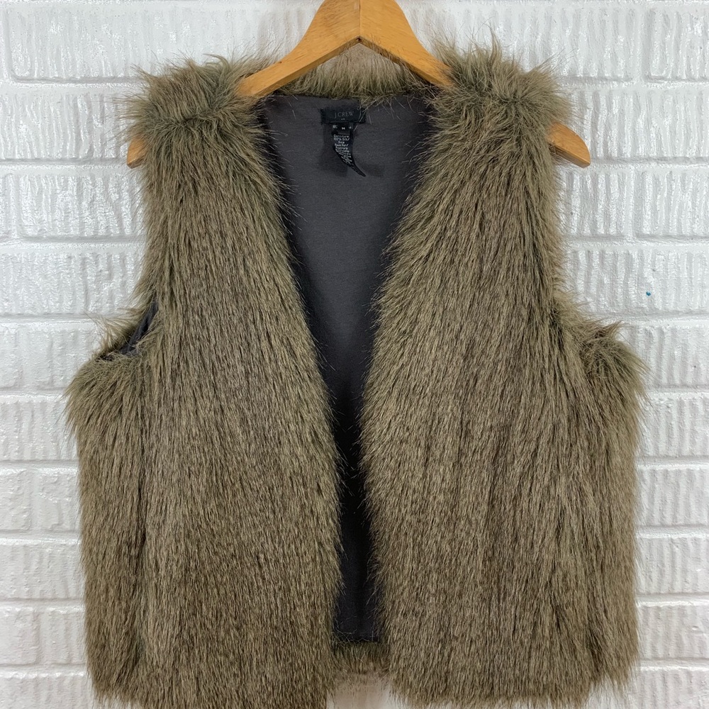 J. Crew Factory Faux Fur Vest Brown Medium